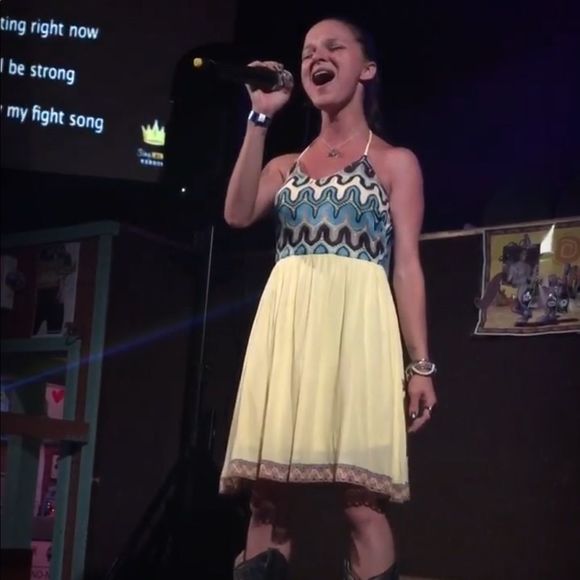 Altar’d State Sundress With Patterned Hem And Halter Top Ties SM - Picture 2 of 4